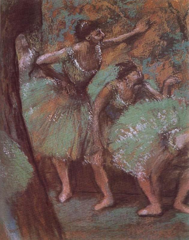Edgar Degas ballerina wear green dress Germany oil painting art